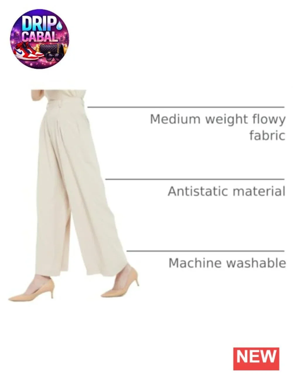 High Waist Wide Leg Palazzo Pants with Pockets, Office Trousers